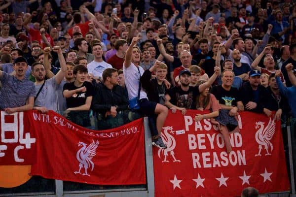 ROME, ITALY - Wednesday, May 2, 2018: Liverpool supporters before the UEFA Champions League Semi-Final 2nd Leg match between AS Roma and Liverpool FC at the Stadio Olimpico. (Pic by David Rawcliffe/Propaganda)