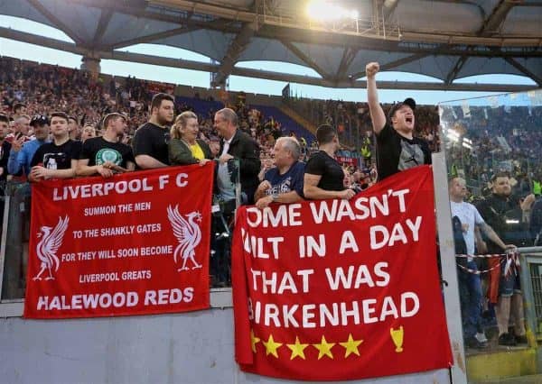 ROME, ITALY - Wednesday, May 2, 2018: Liverpool supporters before the UEFA Champions League Semi-Final 2nd Leg match between AS Roma and Liverpool FC at the Stadio Olimpico. (Pic by David Rawcliffe/Propaganda)