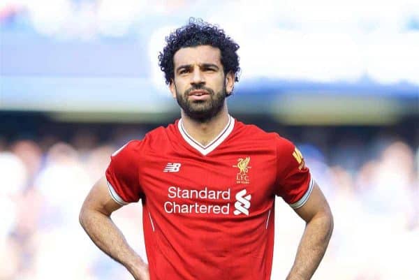 LONDON, ENGLAND - Sunday, May 6, 2018: Liverpool's Mohamed Salah before the FA Premier League match between Chelsea FC and Liverpool FC at Stamford Bridge. (Pic by David Rawcliffe/Propaganda)