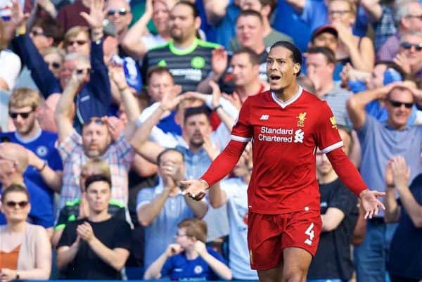 LONDON, ENGLAND - Sunday, May 6, 2018: Liverpool's Virgil van Dijk during the FA Premier League match between Chelsea FC and Liverpool FC at Stamford Bridge. (Pic by David Rawcliffe/Propaganda)