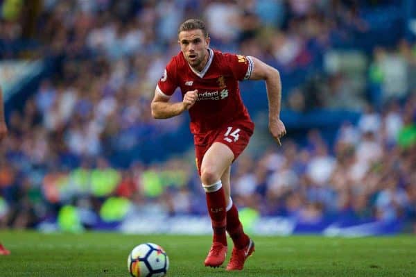 LONDON, ENGLAND - Sunday, May 6, 2018: Liverpool's captain Jordan Henderson during the FA Premier League match between Chelsea FC and Liverpool FC at Stamford Bridge. (Pic by David Rawcliffe/Propaganda)