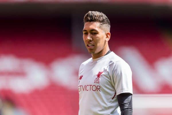 LIVERPOOL, ENGLAND - Monday, May 21, 2018: Liverpool's Roberto Firmino during a training session at Anfield ahead of the UEFA Champions League Final match between Real Madrid CF and Liverpool FC. (Pic by Paul Greenwood/Propaganda)