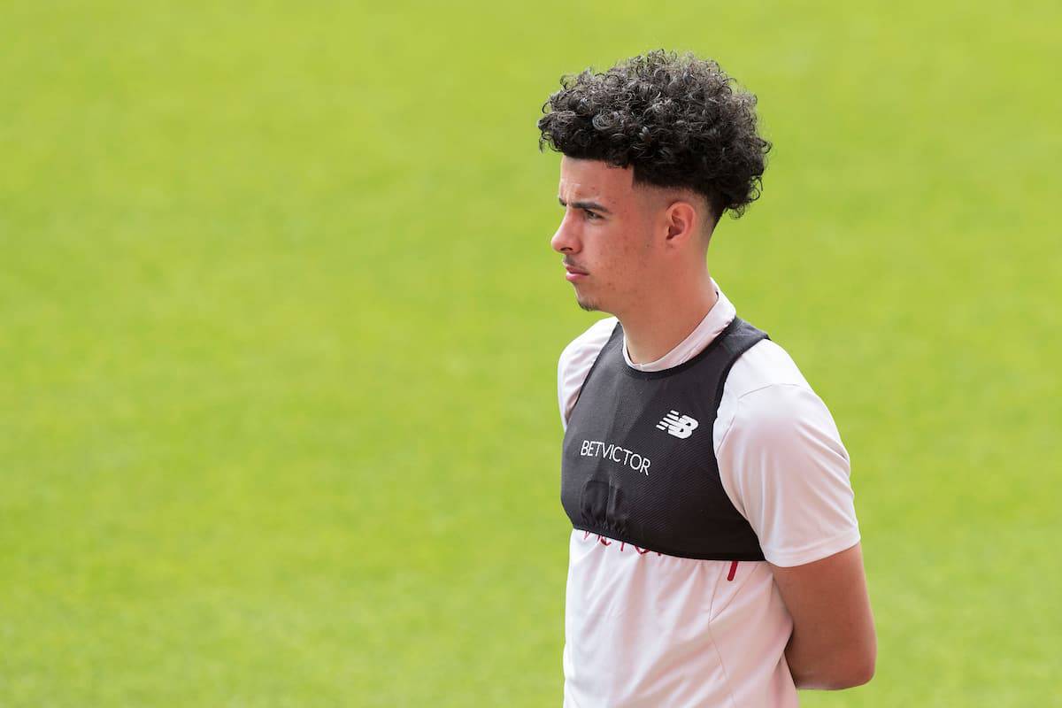 LIVERPOOL, ENGLAND - Monday, May 21, 2018: Liverpool's Curtis Jones during a training session at Anfield ahead of the UEFA Champions League Final match between Real Madrid CF and Liverpool FC. (Pic by Paul Greenwood/Propaganda)