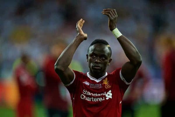 KIEV, UKRAINE - Saturday, May 26, 2018: Liverpool's Sadio Mane looks dejected as his side lose during the UEFA Champions League Final match between Real Madrid CF and Liverpool FC at the NSC Olimpiyskiy. Real Madrid won 3-1. (Pic by Peter Powell/Propaganda)