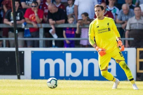 CHESTER, ENGLAND - Saturday, July 7, 2018: Liverpool's goalkeeper Danny Ward during a preseason friendly match between Chester FC and Liverpool FC at the Deva Stadium. (Pic by Paul Greenwood/Propaganda)