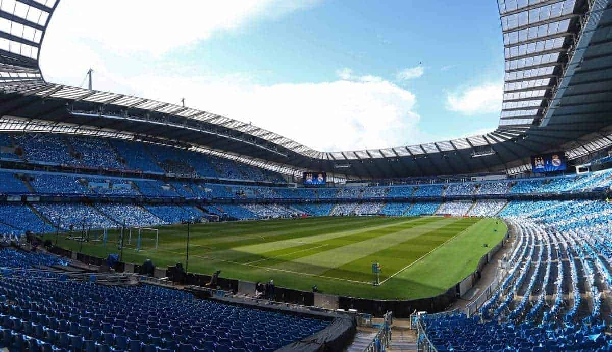 A general view ahead of kick off during the UEFA Champions League Semi Final 1st leg at the Etihad Stadium. Photo credit should read: Philip Oldham/Sportimage via PA Images