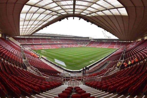 A general view of the Riverside stadium before the game