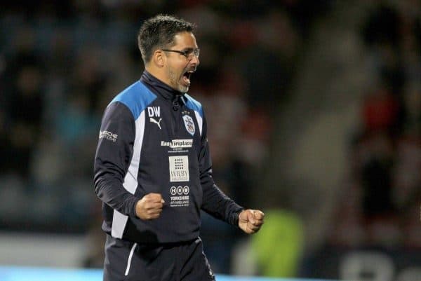 Huddersfield Town manager David Wagner celebrates victory after the Sky Bet Championship match at the John Smith's Stadium, Huddersfield. Copyright: Richard Sellers/PA Wire.