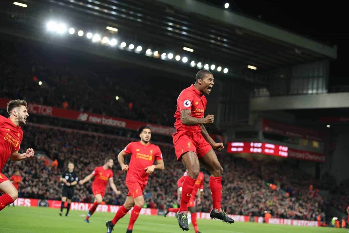 Georginio Wijnaldum vs. Man City, Anfield, December 31st 2016 Image via PA Images