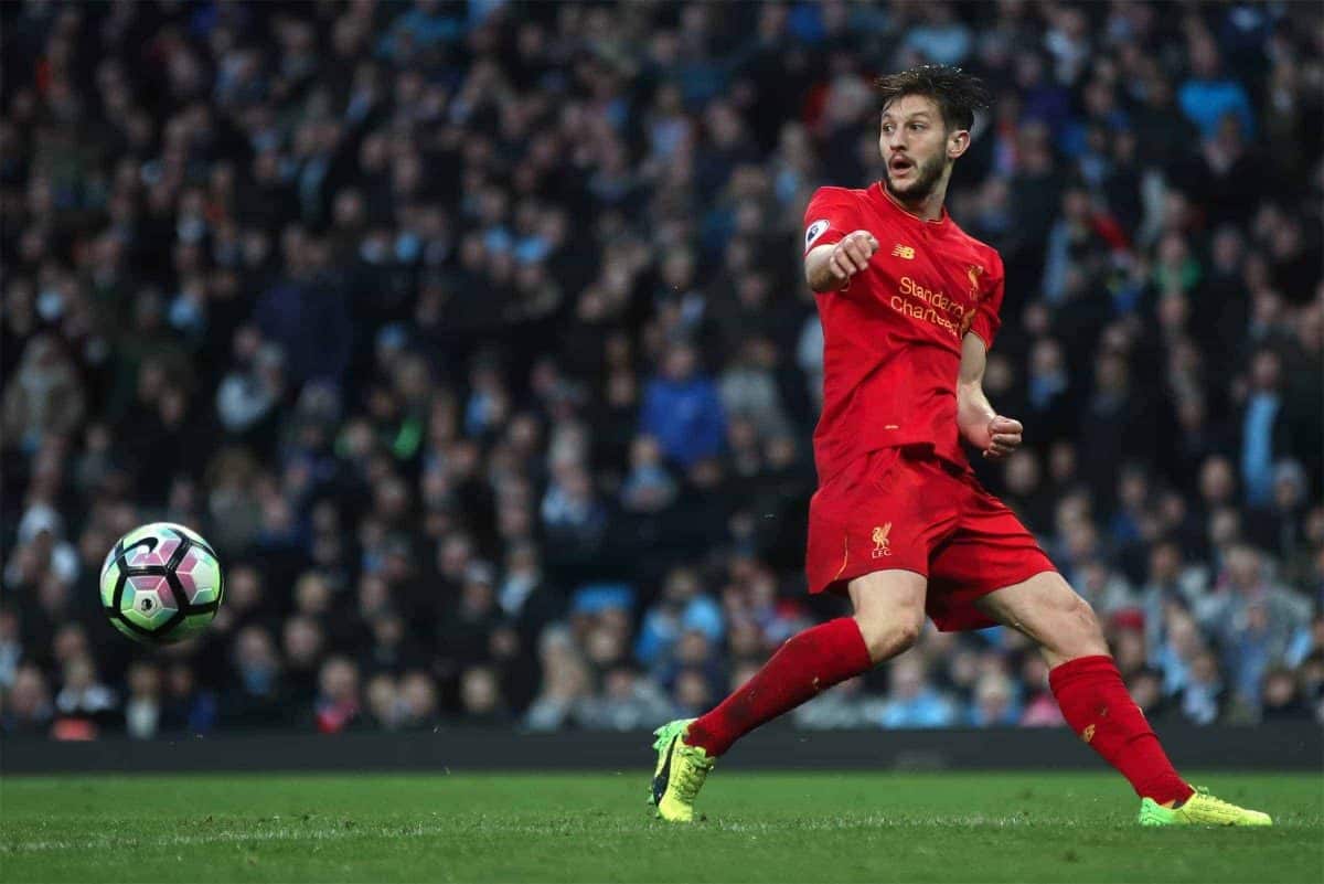 Liverpool's Adam Lallana during the Premier League match at the Etihad Stadium, Manchester.