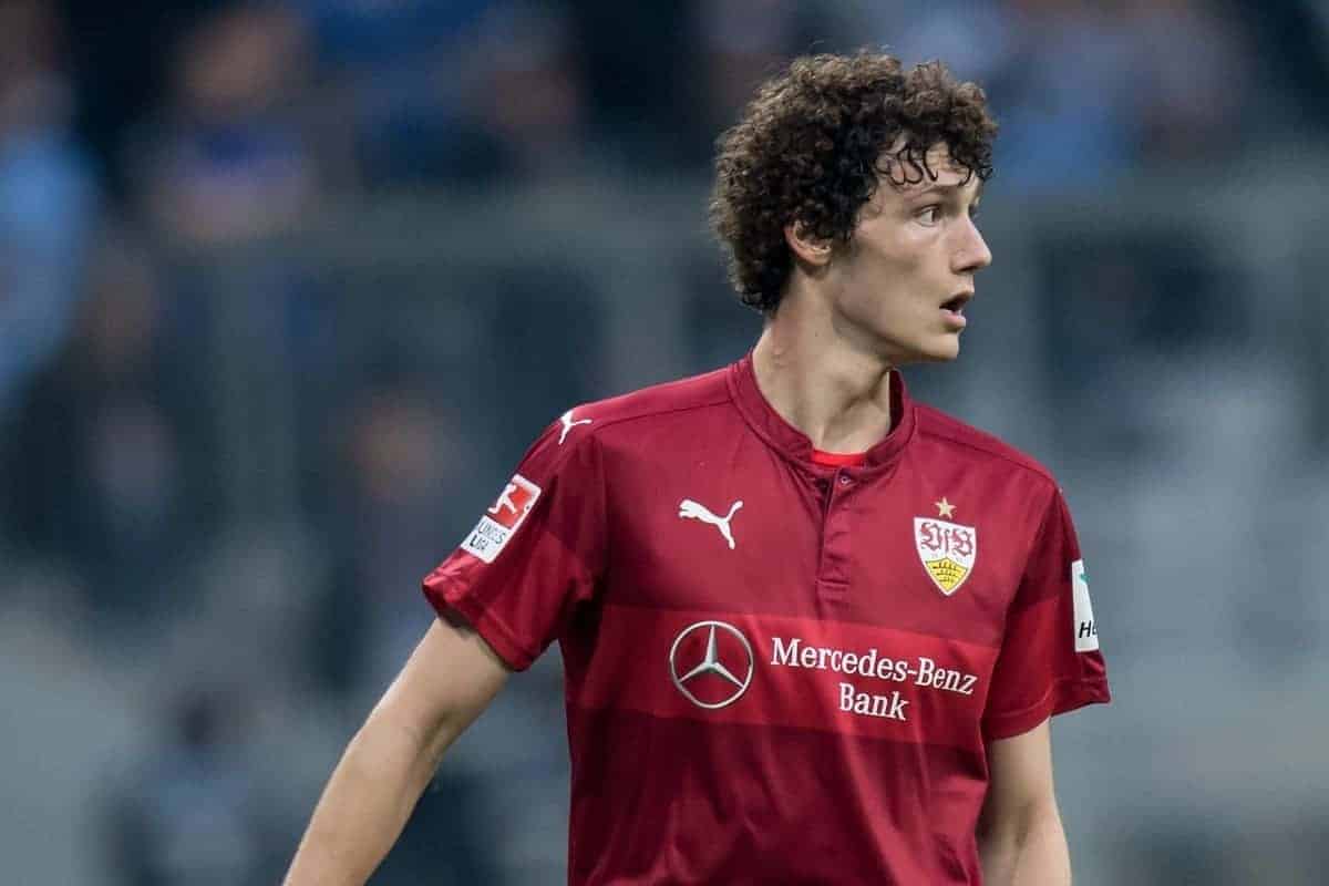 Stuttgart's Benjamin Pavard in action during the German 2nd Bundesliga soccer match between TSV†1860 Munich and VfB†Stuttgart in the Allianz Arena in Munich,†Germany, 05 April 2017. Photo: Sven Hoppe/dpa