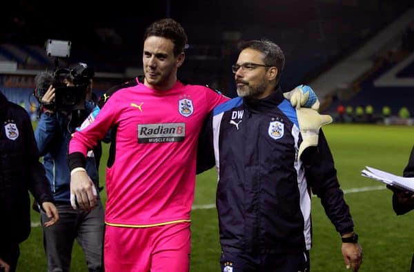 Huddersfield Town manager David Wagner and goalkeeper Danny Ward after the game