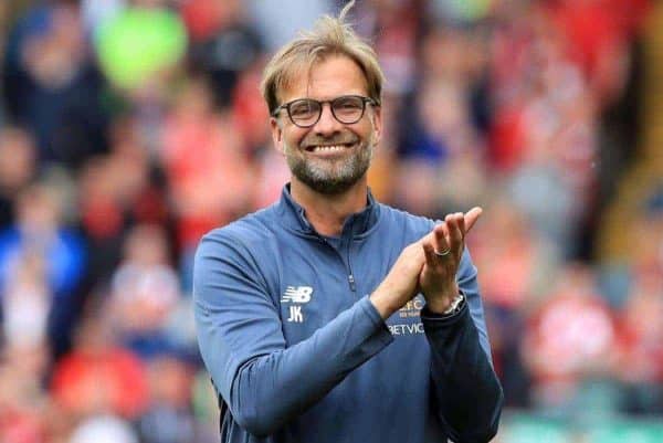 Liverpool manager Jurgen Klopp applauds the fans after the Premier League match at Anfield, Liverpool. (Peter Byrne/PA Wire/PA Images)