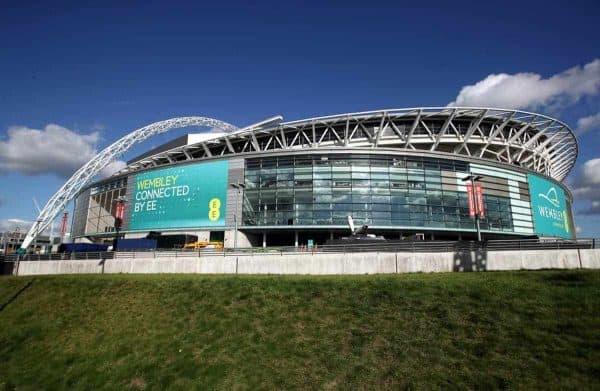 A general view of Wembley Stadium prior to the 2018 FIFA World Cup Qualifying, Group F match at Wembley Stadium, London. PRESS ASSOCIATION Photo. Picture date: Thursday October 5, 2017. See PA story SOCCER England. Photo credit should read: Mike Egerton/PA Wire. RESTRICTIONS: Use subject to FA restrictions. Editorial use only. Commercial use only with prior written consent of the FA. No editing except cropping.