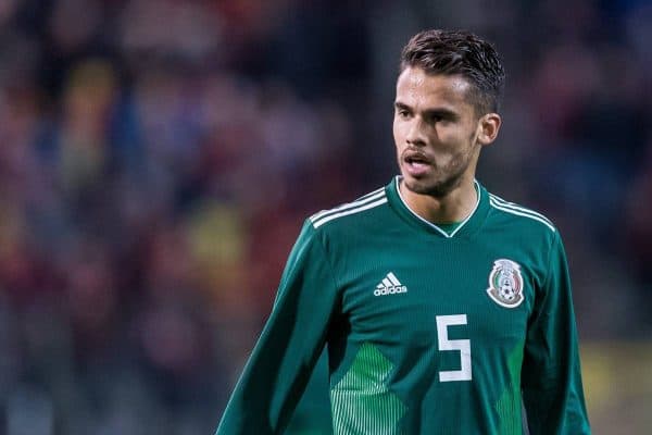 Diego Reyes of Mexico during the friendly match between Belgium and Mexico on November 10, 2017 at the Koning Boudewijn stadium in Brussels, Belgium.