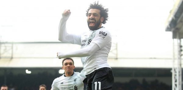 Liverpool's Mohamed Salah celebrates scoring his side's second goal of the game during the Premier League match at Selhurst Park, London. ( Adam Davy/PA Wire/PA Images)