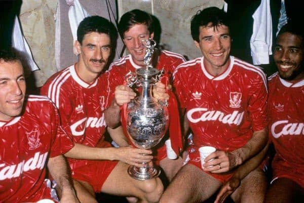 (l-r) Ronny Rosenthal, Ian Rush, Ronnie Whelan, Alan Hansen and John Barnes (All Action/EMPICS Entertainment)