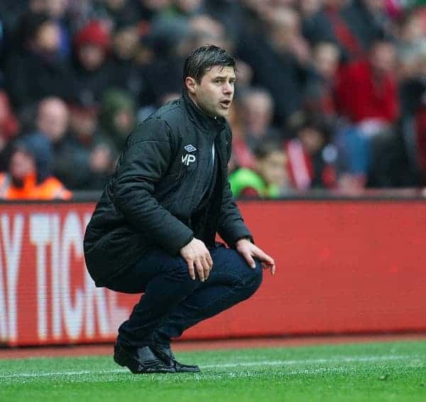SOUTHAMPTON, ENGLAND - Saturday, March 16, 2013: Southampton's manager Mauricio Pochettino during the Premiership match against Liverpool at St. Mary's Stadium. (Pic by David Rawcliffe/Propaganda)