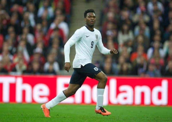 LONDON, ENGLAND - Wednesday, May 29, 2013: England's Daniel Sturridge in action against Republic of Ireland during the International friendly match at Wembley Stadium. (Pic by David Rawcliffe/Propaganda)