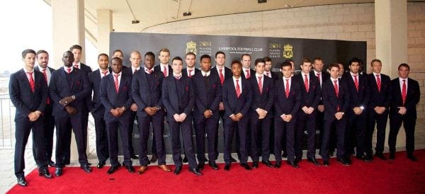LIVERPOOL, ENGLAND - Tuesday, May 6, 2014: The Liverpool first team arrive on the red carpet for the Liverpool FC Players' Awards Dinner 2014 at the Liverpool Areaa (Pic by David Rawcliffe/Propaganda)