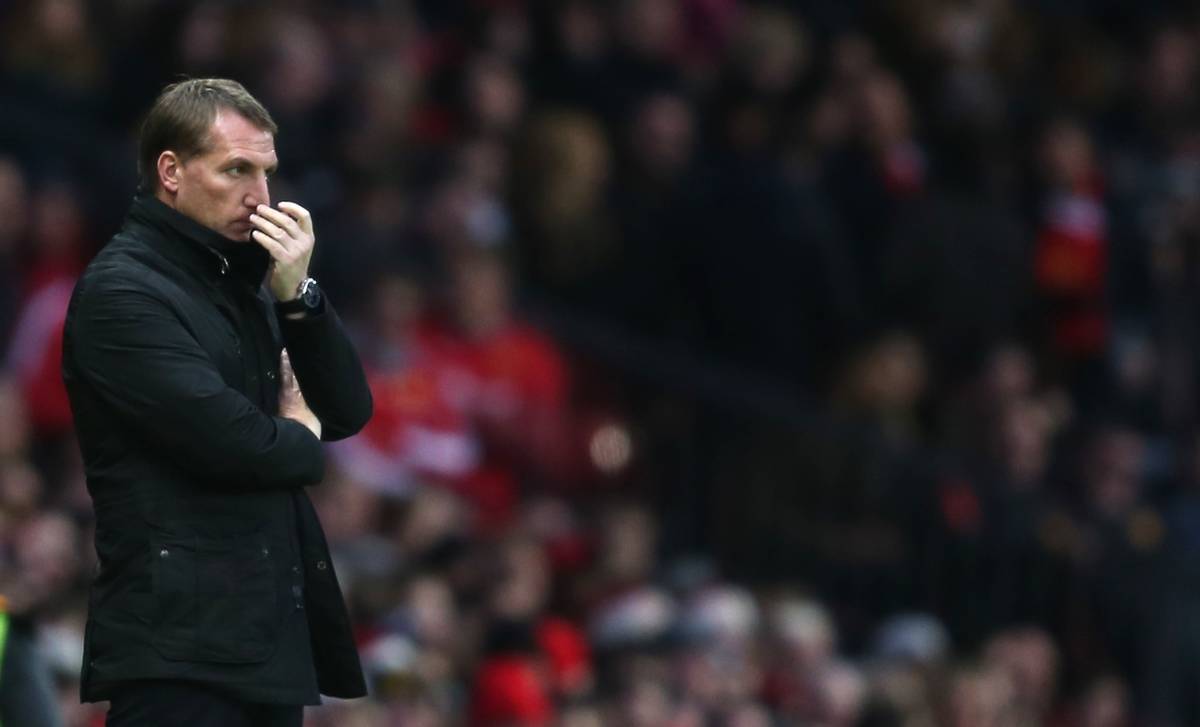 MANCHESTER, ENGLAND - Sunday, December 14, 2014: Liverpool's manager Brendan Rodgers during the Premier League match against Manchester United at Old Trafford. (Pic by David Rawcliffe/Propaganda)
