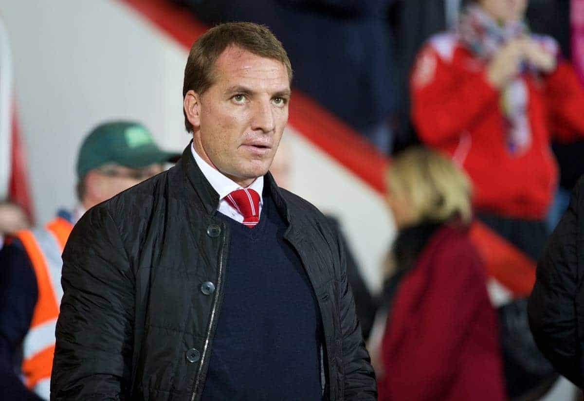 BOURNEMOUTH, ENGLAND - Wednesday, December 17, 2014: Liverpool's manager Brendan Rodgers before the Football League Cup 5th Round match against AFC Bournemouth at Dean Court. (Pic by David Rawcliffe/Propaganda)