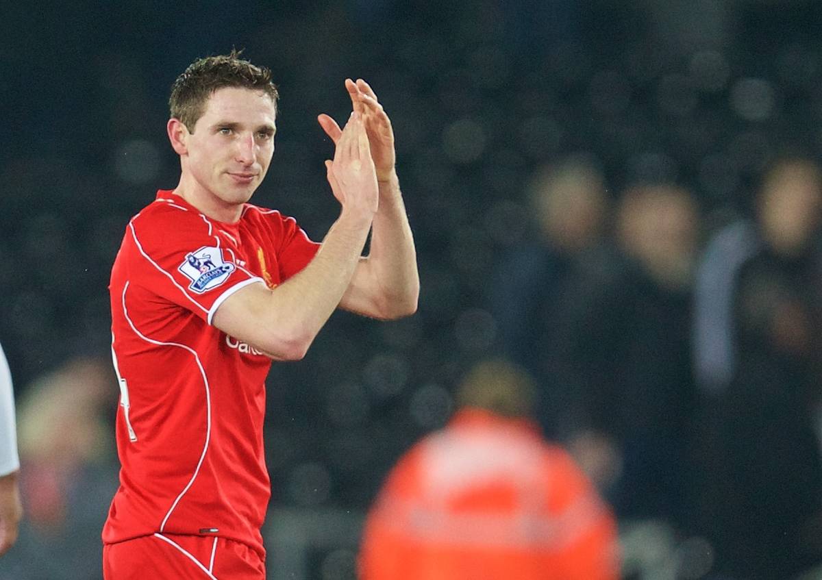 SWANSEA, ENGLAND - Monday, March 16, 2015: Liverpool's Joe Allen after the 1-0 victory over Swansea City during the Premier League match at the Liberty Stadium. (Pic by David Rawcliffe/Propaganda)