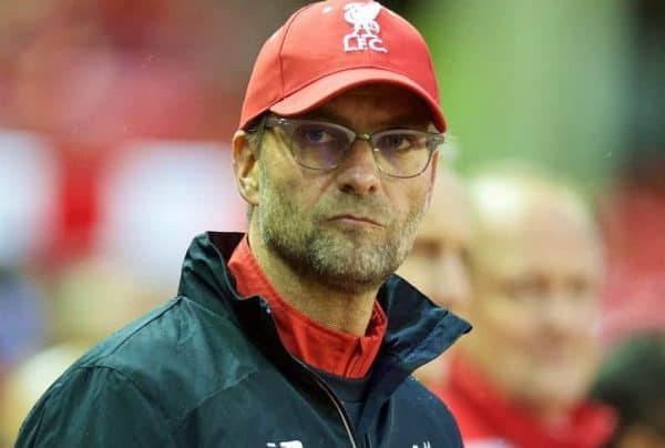 LIVERPOOL, ENGLAND - Sunday, November 8, 2015: Liverpool's manager Jürgen Klopp before the Premier League match against Crystal Palace at Anfield. (Pic by David Rawcliffe/Propaganda)