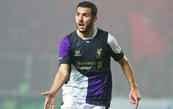 JAKARTA, INDONESIA - Saturday, July 20, 2013: Liverpool's Oussama Assaidi in action against an Indonesia XI during a preseason friendly at the Gelora Bung Karno Stadium. (Pic by David Rawcliffe/Propaganda)