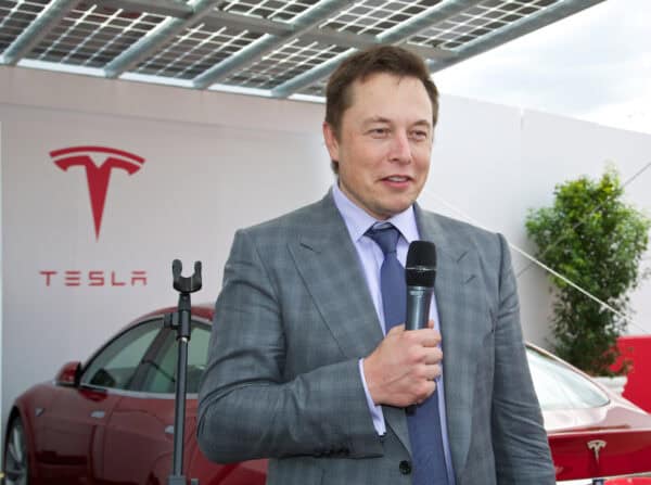 LONDON, ENGLAND - Saturday, June 7, 2014: CEO & Chief Product Architect Elon Musk at the UK launch of Tesla Motors' Model S electric car at the Crystal. (Pic by David Rawcliffe/Propaganda)