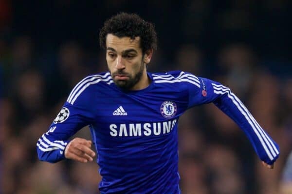 LONDON, ENGLAND - Wednesday, December 10, 2014: Chelsea's Mohamed Salah in action against Sporting Clube de Portugal during the final UEFA Champions League Group G match at Stamford Bridge. (Pic by David Rawcliffe/Propaganda)