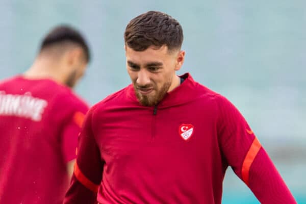 BAKU, AZERBAIJAN - Tuesday, June 15, 2021: Turkey's Orkun Kokcu during a training session at the Baku Olympic Stadium ahead of the UEFA Euro 2020 Group A match between Turkey and Wales. (Pic by David Rawcliffe/Propaganda)