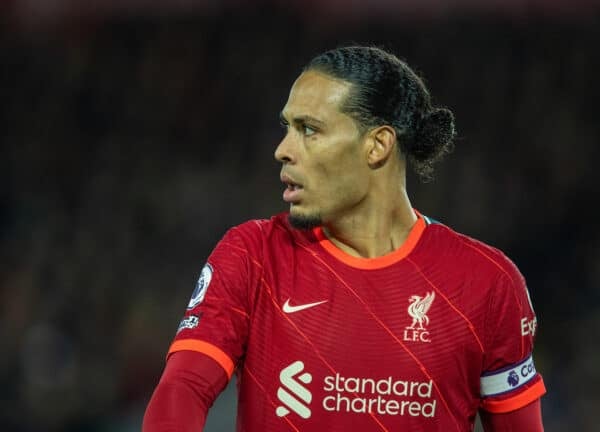 LIVERPOOL, ENGLAND - Saturday, November 20, 2021: Liverpool's Virgil van Dijk during the FA Premier League match between Liverpool FC and Arsenal FC at Anfield. (Pic by David Rawcliffe/Propaganda)