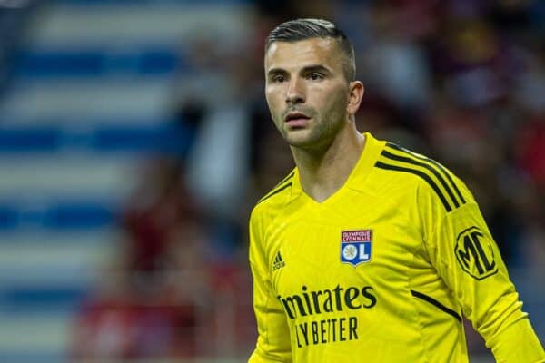 DUBAI, UNITED ARAB EMIRATES - Sunday, December 11, 2022: Olympique Lyonnais' goalkeeper Anthony Lopes during the Dubai Super Cup 2022 match between Liverpool FC and Olympique Lyonnais at Al Maktoum Stadium. (Pic by David Rawcliffe/Propaganda)