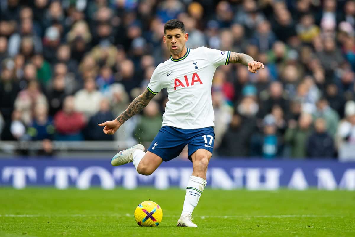 LONDON, ENGLAND - Sunday, February 26, 2023: Tottenham Hotspur's Cristian Romero during the FA Premier League match between Tottenham Hotspur FC and Chelsea FC at the Tottenham Hotspur Stadium. Tottenham won 2-0. (Pic by Jessica Hornby/Propaganda)