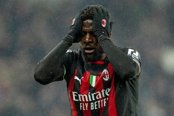 LONDON, ENGLAND - Wednesday, March 8, 2023: AC Milan's Divock Origi looks dejected after missing a chance during the UEFA Champions League Round of 16 2nd Leg game between Tottenham Hotspur FC and AC Milan at the Tottenham Hotspur Stadium. The game ended in a goal-less draw, AC Milan won 1-0 on aggregate. (Pic by David Rawcliffe/Propaganda)