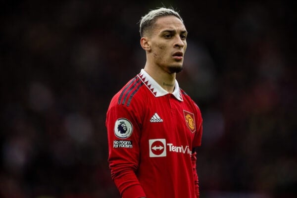 MANCHESTER, ENGLAND - Sunday, March 12, 2023: Manchester United's Antony Matheus dos Santos during the FA Premier League match between Manchester United and Southampton FC at Old Trafford. The game ended in a goal-less draw. (Pic by David Rawcliffe/Propaganda)