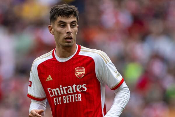 LONDON, ENGLAND - Sunday, August 6, 2023: Arsenal's Kai Havertz during the FA Community Shield match between Manchester City FC and Arsenal FC at Wembley Stadium. Arsenal won 4-1 on penalties. (Pic by David Rawcliffe/Propaganda)