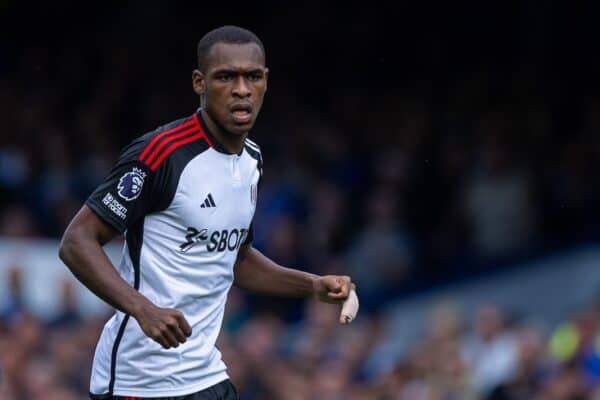 LIVERPOOL, ENGLAND - Saturday, August 12, 2023: Fulham's Issa Diop during the FA Premier League match between Everton FC and Fulham FC at Goodison Park. Fulham won 1-0. (Pic by David Rawcliffe/Propaganda)