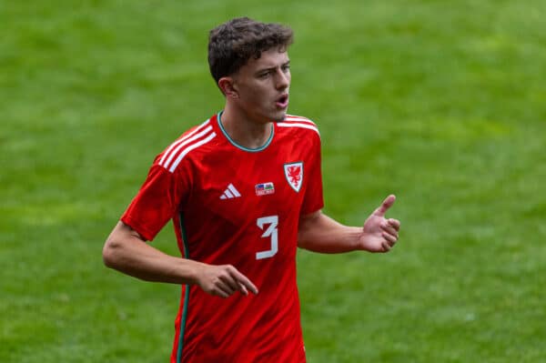 NEWPORT, GALLES - venerdì 8 settembre 2023: Il sostituto del Galles Owen Beck durante una partita internazionale amichevole tra gli Under 21 del Galles e gli Under 21 del Liechtenstein alla Rodney Parade. Il Galles ha vinto 3-0. (Foto di David Rawcliffe/Propaganda)