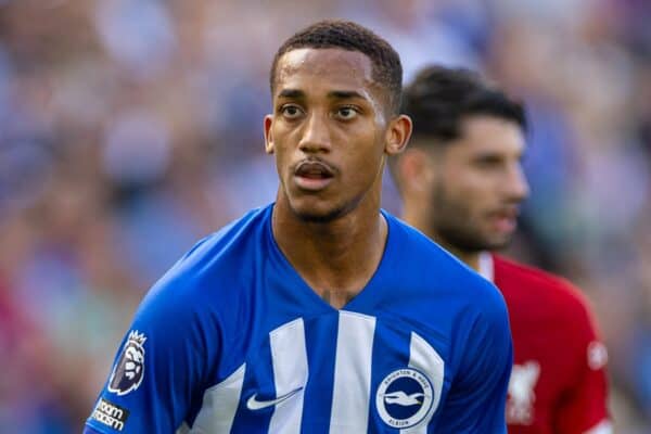 BRIGHTON & HOVE, ENGLAND - Sunday, October 8, 2023: Brighton & Hove Albion's João Pedro during the FA Premier League match between Brighton & Hove Albion FC and Liverpool FC at the American Express Community Stadium. The game ended in a 2-2 draw. (Pic by David Rawcliffe/Propaganda)