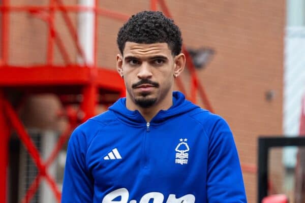 NOTTINGHAM, ENGLAND - Saturday, March 2, 2024: Nottingham Forest's Morgan Gibbs-White arrives before the FA Premier League match between Nottingham Forest FC and Liverpool FC at the City Ground. Liverpool won 1-0. (Photo by David Rawcliffe/Propaganda)