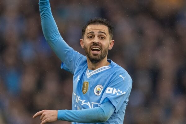 LIVERPOOL, ENGLAND - Sunday, March 10, 2024: Manchester City's Bernardo Silva during the FA Premier League match between Liverpool FC and Manchester City FC at Anfield. The game ended 1-1. (Photo by David Rawcliffe/Propaganda)