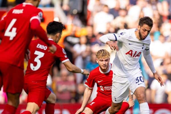 LIVERPOOL, ENGLAND - Sunday, May 5, 2024: Tottenham Hotspur's Rodrigo Bentancur during the FA Premier League match between Liverpool FC and Tottenham Hotspur FC at Anfield. (Photo by David Rawcliffe/Propaganda)