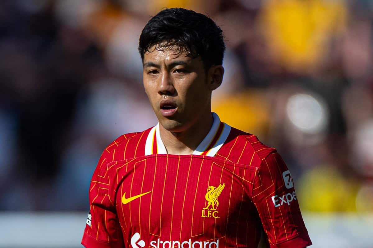 LIVERPOOL, ENGLAND - Saturday, May 18, 2024: Liverpool's Wataru Endo during the FA Premier League match between Liverpool FC and Wolverhampton Wanderers FC at Anfield. Liverpool won 2-0. (Photo by David Rawcliffe/Propaganda)