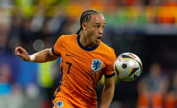 DORTMUND, GERMANY - Wednesday, July 10, 2024: Netherlands' Xavi Simons during the UEFA Euro 2024 Semi-Final match between Netherlands and England at the Westfalenstadion. England won 2-1. (Photo by David Rawcliffe/Propaganda)