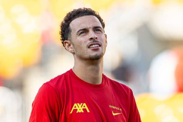 PITTSBURGH - Friday, July 26, 2024: Liverpool's Curtis Jones before a pre-season friendly match between Liverpool and Real Betis Balompié at the Acrisure Stadium on day three of the club's pre-season tour of the USA. (Photo by David Rawcliffe/Propaganda)