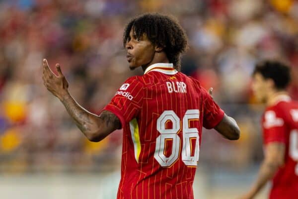 PITTSBURGH - Friday, July 26, 2024: Liverpool's Harvey Blair during a pre-season friendly match between Liverpool and Real Betis Balompié at the Acrisure Stadium on day three of the club's pre-season tour of the USA. Liverpool won 1-0. (Photo by David Rawcliffe/Propaganda)