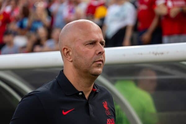 PHILADELPHIA - Wednesday, July 31, 2024: Liverpool's head coach Arne Slot before a pre-season friendly match between Liverpool FC and Arsenal FC at the Lincoln Financial Field on day eight of the club's pre-season tour of the USA. Liverpool won 2-1. (Photo by David Rawcliffe/Propaganda)