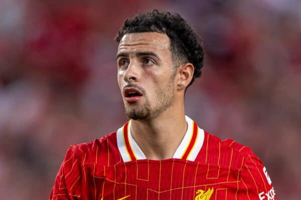 PHILADELPHIA - Rabu, 31 Juli 2024: Curtis Jones dari Liverpool selama pertandingan persahabatan pramusim antara Liverpool FC dan Arsenal FC di Lincoln Financial Stadium pada hari kedelapan tur pramusim klub di Amerika Serikat. Liverpool menang 2-1. (Foto oleh David Rawcliffe/Propaganda)